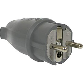 AW-Tools UPS Schuko Protective Contact Rubber Angle Plug IP44 16A 250V Grey with Handle