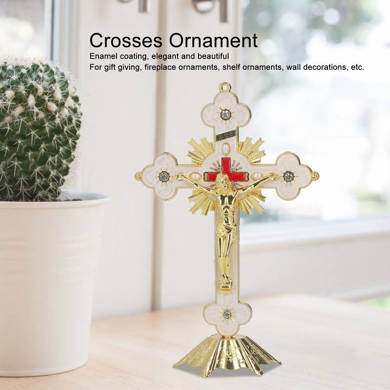 Metal Enamel Crosses Enamel Coating Anti Rust Gold White Crosses