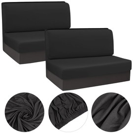 RP Remarkable Power, 2 Sets Washable RV Milk Silk Dinette Cushion Covers Elastic RV Dinette Seat Covers for RV Camper Car Bench (Black)