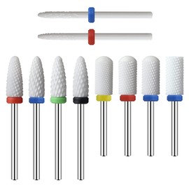 Ceramic Nail Drill Bits 10Pcs- 3/32 Drill Bits Set for Acrylic Gel Nails Professional Cuticle Remover Crystal Nail Extension Nail Removal