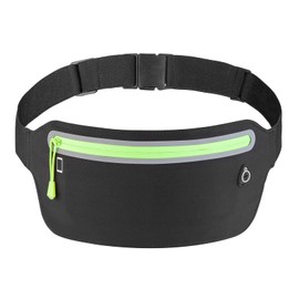 Baikeen Running Belt,Slim Fanny Pack Exercise Running Waist Belt Bag for Phone Women Men Runners Gym(Black)