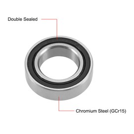 sourcing map 15267-2RS Deep Groove Ball Bearings 15mm x 26mm x 7mm Double Sealed Chrome Steel P0(ABEC1) 5pcs