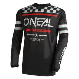 O'NEAL | Maglia Motocross Manica Lunga | MX Enduro | Protezione Gomito Imbottita, Collo a V, Traspirante | Element Jersey Squadron V.22 | Adulto | Nero Grigio | Taglia M