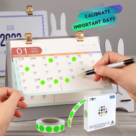 PARLAIM 0.5 Inch Round Permanent Adhesive Color-Code Dot Stickers,1000 Stickers Roll dots Label Dispenser Box Green Circle Stickers Labels (Fluorescent Green)