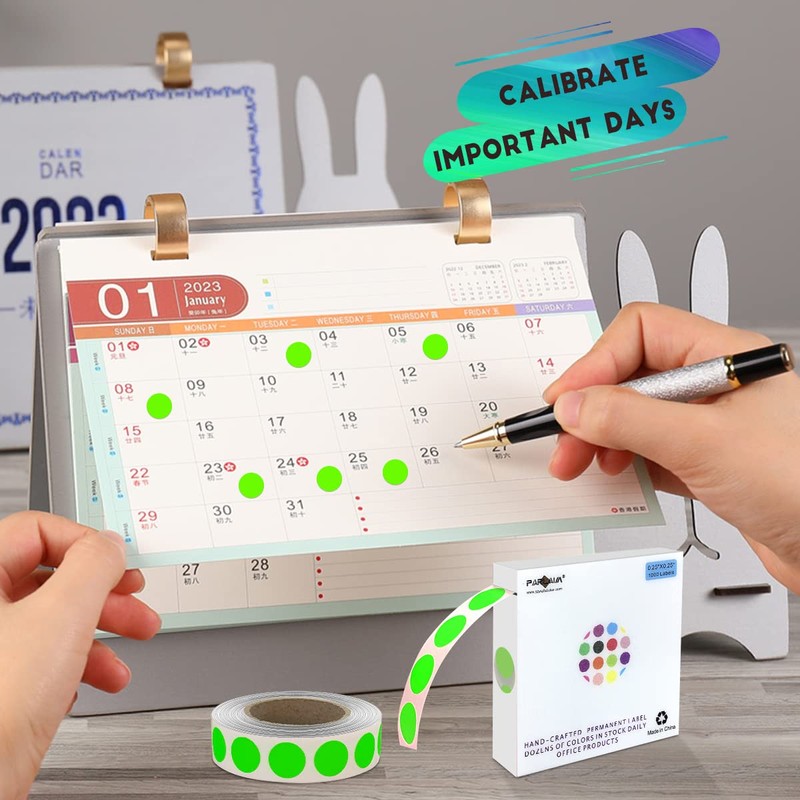 PARLAIM 0.5 Inch Round Permanent Adhesive Color-Code Dot Stickers,1000 Stickers