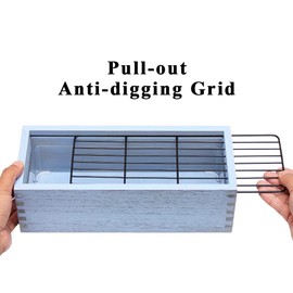 BENPIN Wooden Cat Grass Planter (no Seeds Included) with Anti-Digging Design, and Removable Plastic Liner, Durable, Leak Proof Wheat Grass Growing Pot, Cat Grass for Indoor Cats Pets (Vintage Blue)