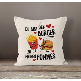 MoonWorks® Cushion Cover Du bist der Burger zu Meinen Pommes Gift Love Anniversary Valentine's Day Birthday Nature One Size