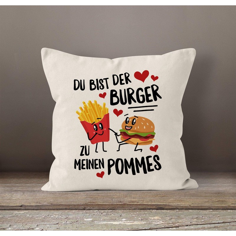 MoonWorks® Cushion Cover Du bist der Burger zu Meinen Pommes