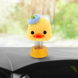 Xunbin Handmade Duck Car Dashboard Decorations,car bobblehead Crochet car Accessories car Charm Desktop Decoration Crocheted Automobile Decoration Parts Swinging Duck,Finished Product
