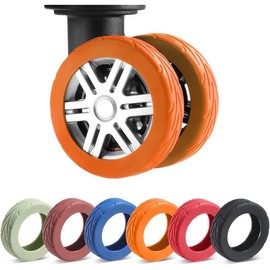 8 count Upgrade Luggage Wheel Covers, Carry On Luggage Suitcases,Wear-Resistant, Anti-Noise,  Wheel Protective Covers for 2-2.4" Spinner Wheel,Essential Travel Accessories (Blue) - Colour: Orange