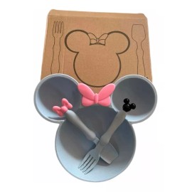 Ibrey Vajilla Set 3 Piezas Plato Cuchara Tenedor Minnie Ecologico