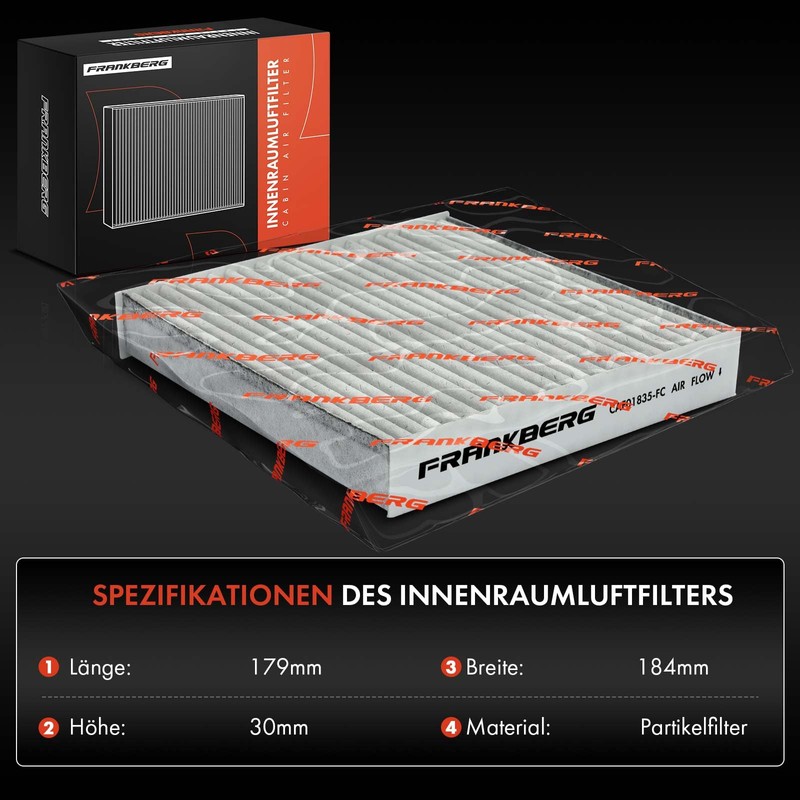 Frankberg Cabin Air Filter Pollen Filter with Activated Carbon Compatible