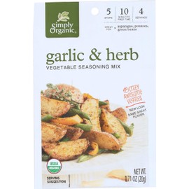 Simply Organic Garlic & Herb Vegetable Seasoning Mix, Certified Organic, Vegan | 0.71 oz