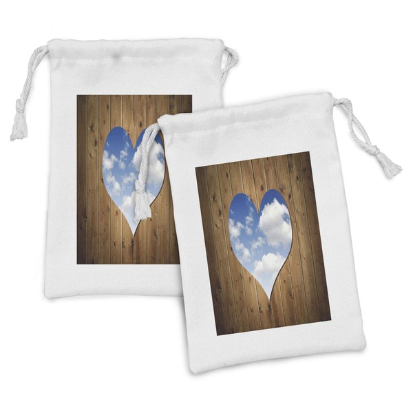 Lunarable Love Fabric Pouch Set of 2, Wooden Door with