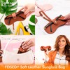 FEISEDY Soft Leather Sunglasses Case - Slim Portable Eyeglass Holder