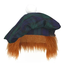 The Dragons Den Adults Tartan Tam-O-Shanter With Ginger Hair Scotland Burns Night Hat Fancy Dress [Blackwatch]