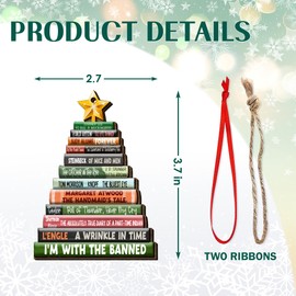 GEEMBI Book Lovers Gifts for Women, Christmas Ornaments 2024 - Christmas Book Gifts for Book Lovers, Bookish Gifts for Readers, Book Club Gifts - Christmas Tree Decoration Wooden Ornaments