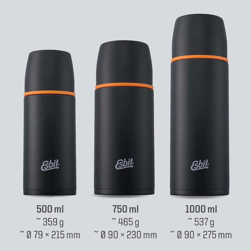 Esbit Edelstahl Isolierflasche Classic 750 ml in Schwarz - für