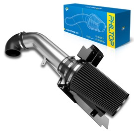 PHILTOP Cold Air Intake System 4" Black Polished Aluminum High Flow Replacement Compatible with 1999-2006 G-M-C/Che-vy V8 4.8L/ 5.3L/ 6.0L, High PerCompatible withmance Filters