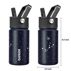 BJPKPK - Botella de agua con tapa de popote, botella de agua aislada de 15 onzas, botellas de agua de metal de acero inoxidable, reutilizable, a prueba de fugas, sin BPA, termo, frasco, tazas,