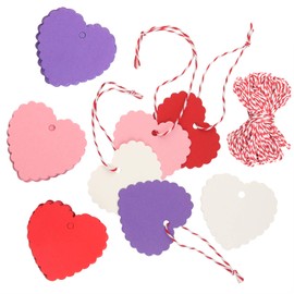 KUUQA 200 PCS Colorful Valentine Gift Tags Kraft Paper Gift Tags Heart Shape Tags with Strings for Valentines Day Decorations, Wedding Party Favors (4 Colors)
