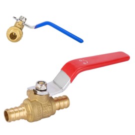 HeSun 2-PCs 1/2 Inch PEX Ball Valves, 1/4 Turn Full Port Shut-off Valve, Brass Crimp Pex Valve for Hot and Cold Water, ASTM F1807,Blue & Red
