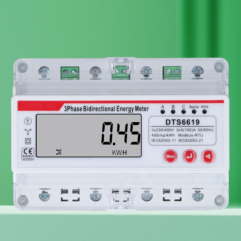 3 Phase 4 Wire Energy Meter LCD Display Multifunctional Button