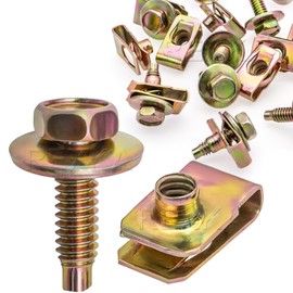 Rexka 10 Sets 1/4-20 Bolts & U Nut for GM FordChrysler- Fender Pickup Box Radiator Air Intake Exhaust Seat Interior Exterior Trim Panel Engine 57030-S36