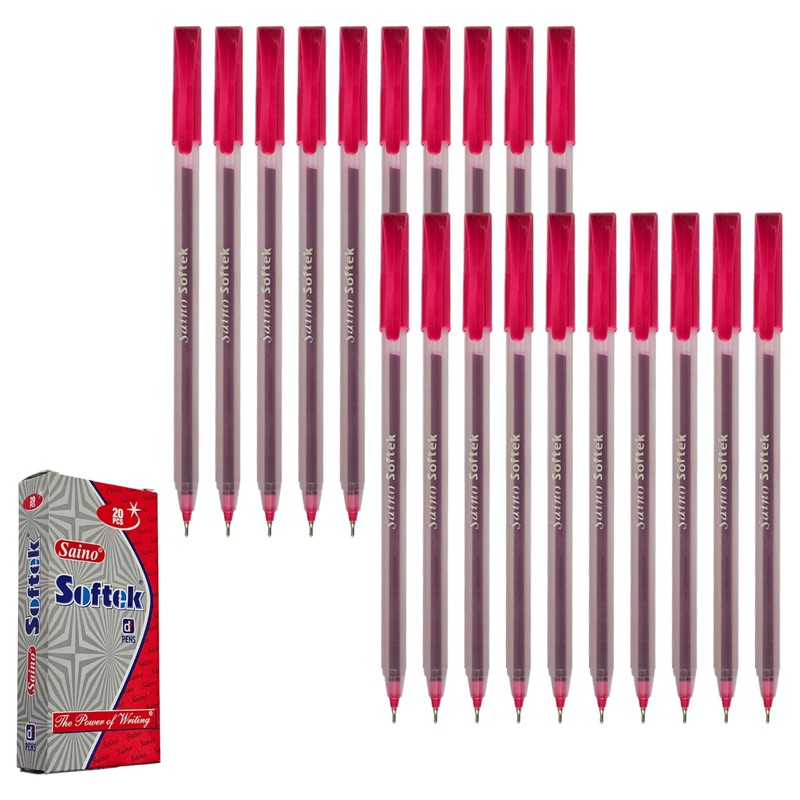 SAINO Softek Ballpoint Pens, PINK, Fine Point (0.7mm), Pack of