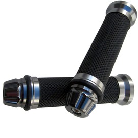 MotorToGo Motorcycle CNC Titanium Gray 7/8" Handlebar Hand Grips Gel Compatible for 2009 Kawasaki Ninja 250R EX250J