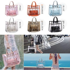 MARCO M KELLY Large Clear Bag for Stadium Events Women Clear Purse Stadium Approved PVC 2 in 1 Shoulder Crossbody Bag