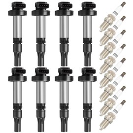 OCPTY Ignition Coil Pack and Spark Plugs Fits 2003-2008 for Jaguar S-Type 4.2L/V8,2005-2009 for Land Rover LR3 4.4L/V8#UF519 Set of 8 Ignition Coils with 8 Iridium Spark Plugs 4-Pins