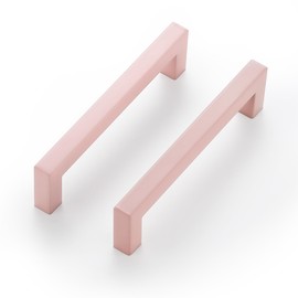 Ravinte 5 Pack 5 Inch Kitchen Square Cabinet Handles Pink Cabinet Pulls Pink Drawer Pulls Kitchen Cabinet Hardware Kitchen Handles for Cabinets Cupboard Handles Drawer Handles