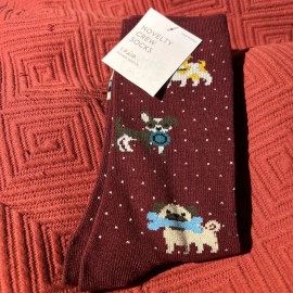 Unknown Dogs Burgundy Novelty Crew Socks 9-11 NWT