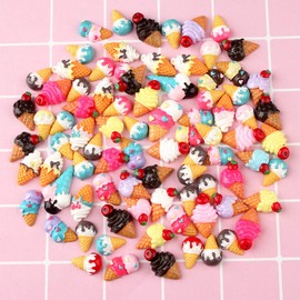 SUPVOX 50Pcs Resin Flatback cabochons ice Cream Slime Charms Beads Embellishment DIY Craft Scrapbooking Jewelry Making