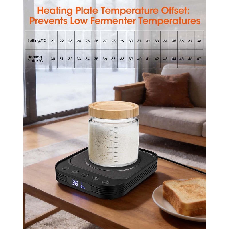 Sourdough Starter Warmer Mat - 24H Timer - Precise 1°C