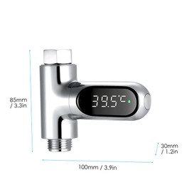 Shower Thermometer, Digital Shower Thermometer ℃/℉ Bath Temperature Monitor Water Thermometer 5~85℃ Measuring 360° Rotatable LED Display Silver