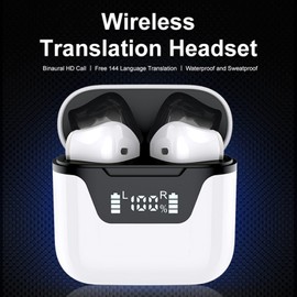 Yunir Language Translator Earbuds, Bluetooth 5.1 144 Languages Wireless Translator Earphone with Charging Case, 3 Modes, No Pay Online Translation, for Travel Bussiness