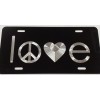 Diamond Etched Products Engraved Love Peace Heart Car Tag Diamond