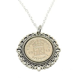 OCC Old Coin Cufflinks Fancy Pendant 1942 Lucky sixpence 83rd Birthday plus a Sterling Silver 18in Chain