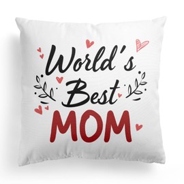 FISWAFY World's Best Mom Pillow Covers 18x18, Mom Gifts from Daughters Sons, Mother's Day Birthday Gifts for Mom, Best Mom Gifts Decorative Throw Pillow Covers for Couch Bed