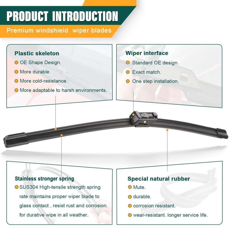KVQ Windshield Wiper Blades Replacement for GMC Terrain 2010-2017 Chevy