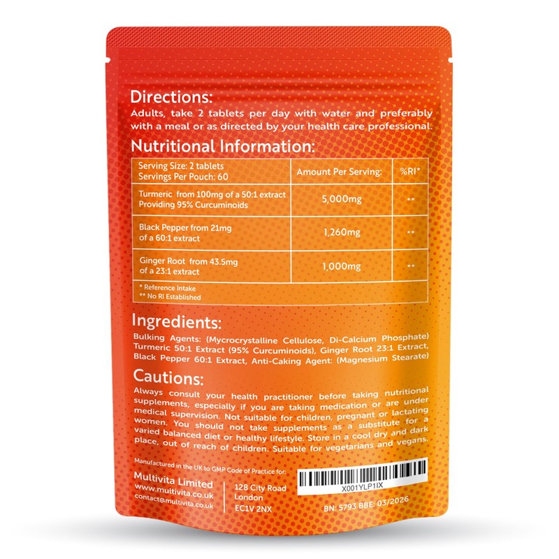 Turmeric Curcumin Tablets 7,260mg Per Serving - 95% Curcuminoids 2