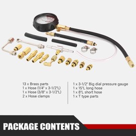 ATPEAM 0-140 PSI Fuel Injector Injection Pump Pressure Tester Gauge Kit TU-114 Fuel Pressure Tester Kit for Car Motorcycle Truck