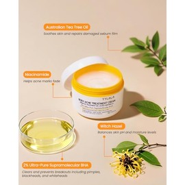 Tratamiento para eliminar el acné en los glúteos, crema humectante con 2% de ácido salicílico, aceite de árbol de té y hamamelis.