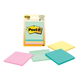 Post-it Notes, 3x3 in, 4 Pads, America's #1 Favorite Sticky Notes, Marseille Collection, Pastel Colors (Pink, Mint, Yellow), Recyclable (5401)