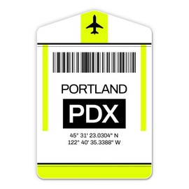 Squiddy Portland Airport Code PDX Luggage Tag Style - Vinyl Sticker Decal for Phone, Laptop, Water Bottle (3" high)
