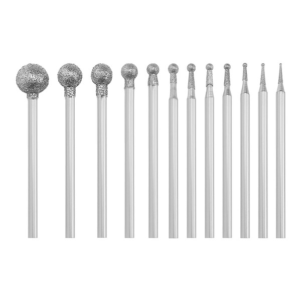 LT Easiyl 12PCS Round Head Diamond Burr Stone Carving Set