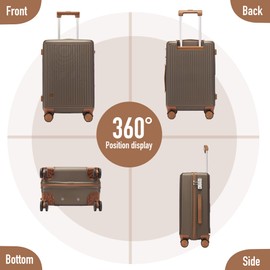 Hulsin Carry on Luggage with Spinner Wheels, 22x14x9 Airline Approved Carry-on Suitcase, Small Hardside Luggage with TSA Lock,Hard Shell Suitcase,Hard Case for Travel (Coffee, 20-Inch)