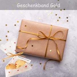 qingmeng Satin Ribbon Gold, 91 m Gift Ribbon Gold Wide, 3 mm Ribbon Gold, Gift Ribbon Wedding Fabric, Golden Gift Ribbon Gift Ribbons for Christening Birthday Decoration Gift Packaging